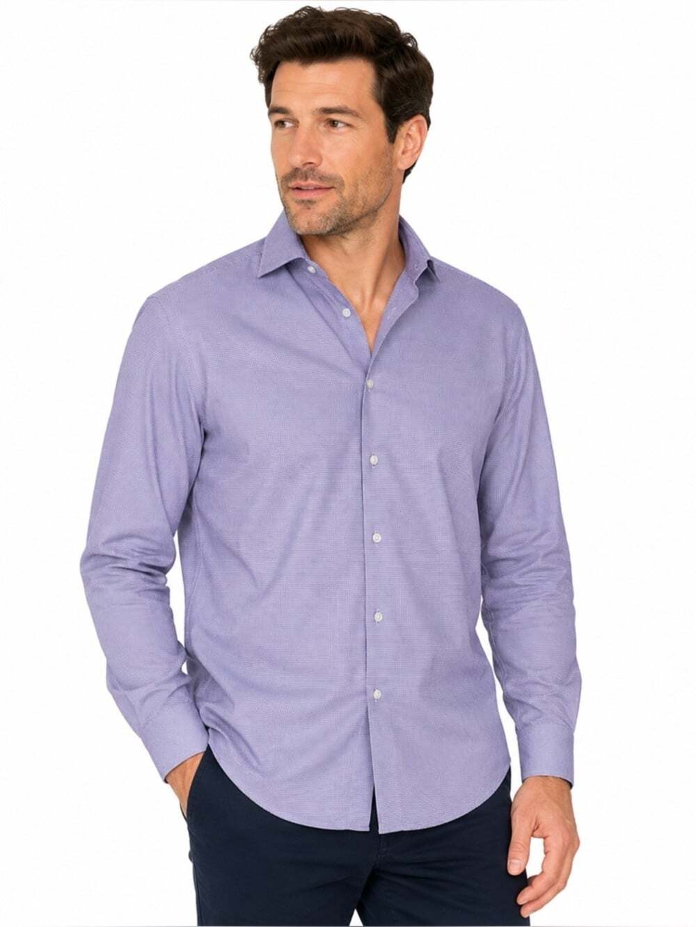 Calvin Klein Men’s Slim Purple White Striped Business Career Dress Shirt
